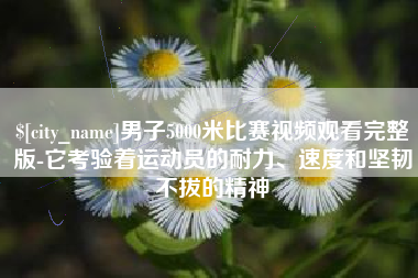 舞钢男子5000米比赛视频观看完整版-它考验着运动员的耐力、速度和坚韧不拔的精神